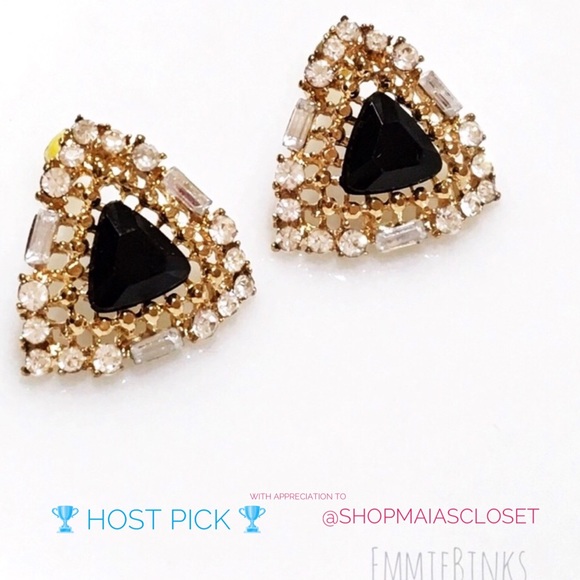 ⭐️HP🆕 Geometric Filigree Rhinestone Earring Studs - Picture 3 of 8